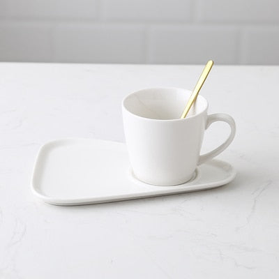 Creative Porcelain Coffee Cup w Tray with Spoon