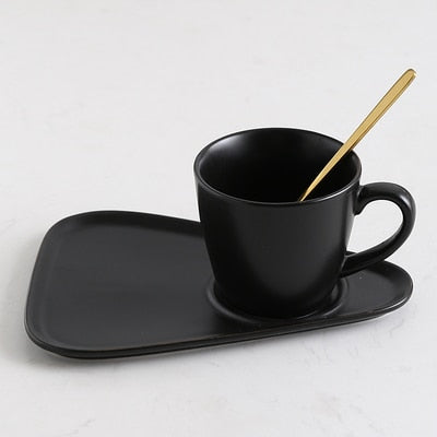 Creative Porcelain Coffee Cup w Tray with Spoon