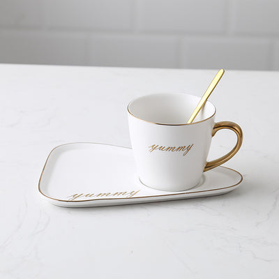Creative Porcelain Coffee Cup w Tray with Spoon
