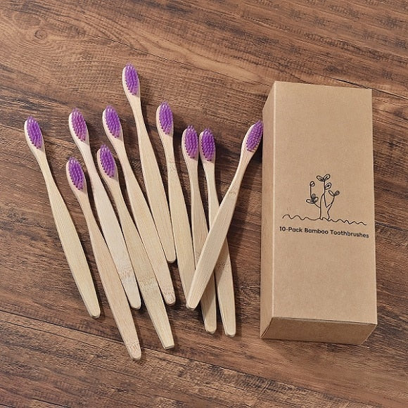Mixed Color Bamboo Toothbrush /  Eco Friendly